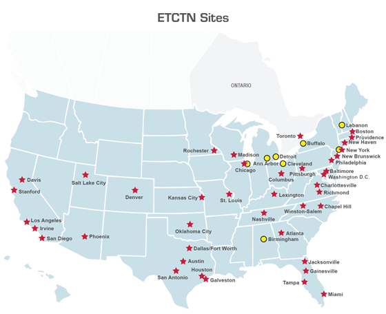 Map of ETCTN Participating Sites